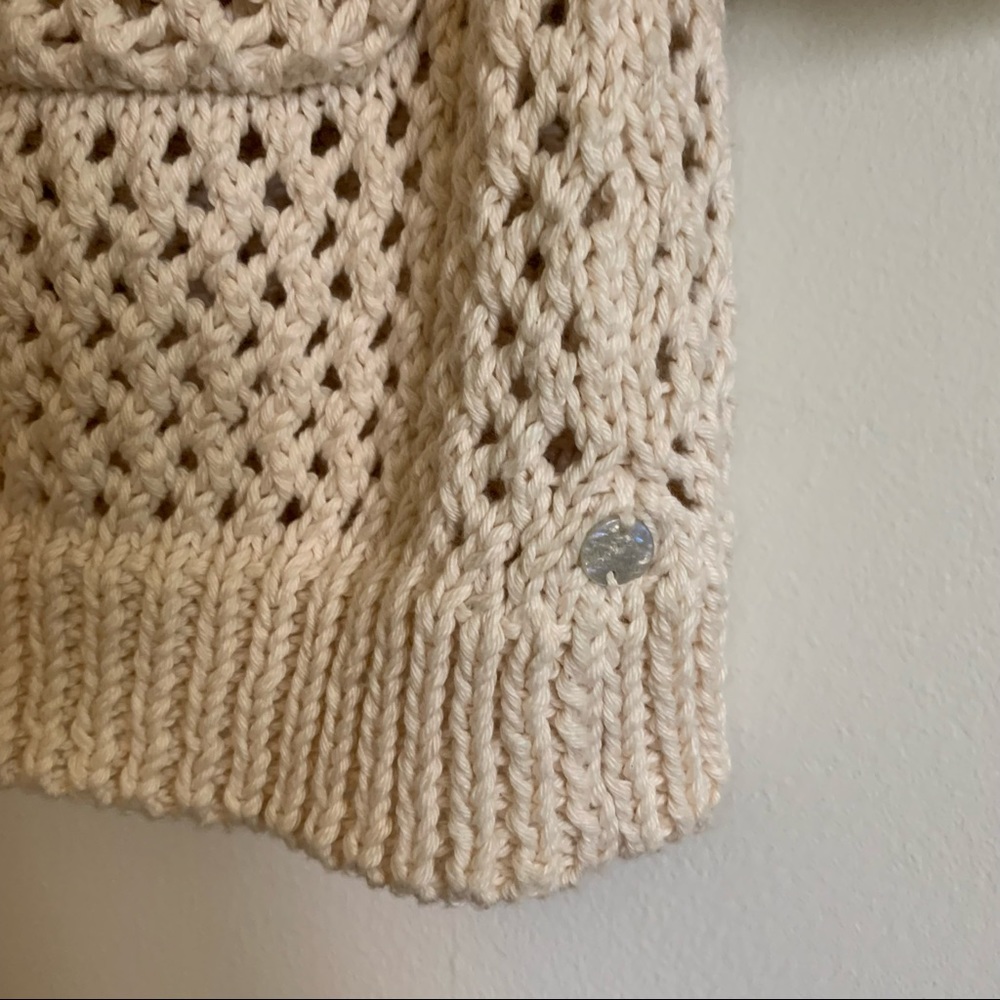 Pure Handknit Peace Hoodie Cotton Sweater, Cream, S/M - Picture 8 of 15